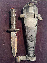 Vintage Nemrod Equipos diving knife with a serrated blade.  Made in Spain