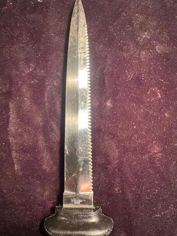 Vintage Virginia 4341 INOX diving knife with a serrated blade and sheath