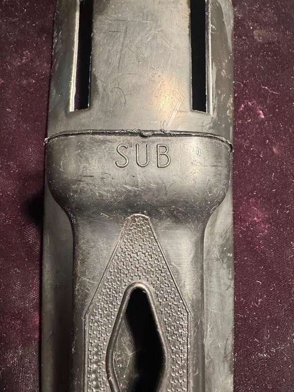 Vintage Virginia 4341 INOX diving knife with a serrated blade and sheath