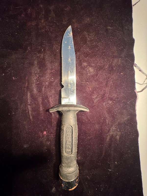 Vintage DIVING KNIFE, Seahorse, stainless steel.
