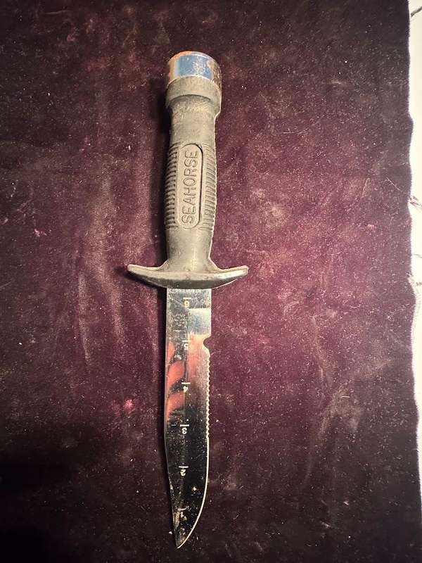 Vintage DIVING KNIFE, Seahorse, stainless steel.