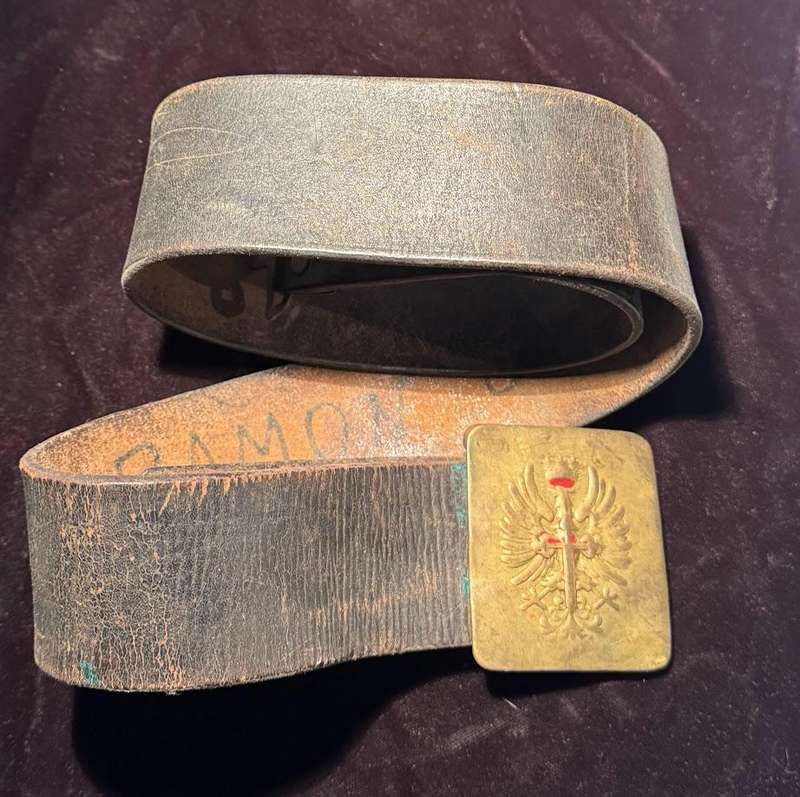 Spanish Military Vintage Brass Buckle and Belt