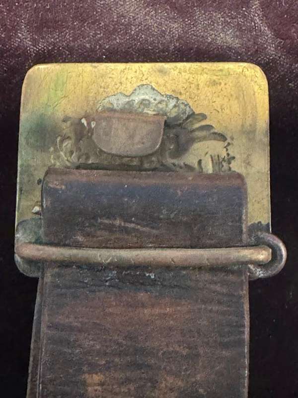 Spanish Military Vintage Brass Buckle and Belt