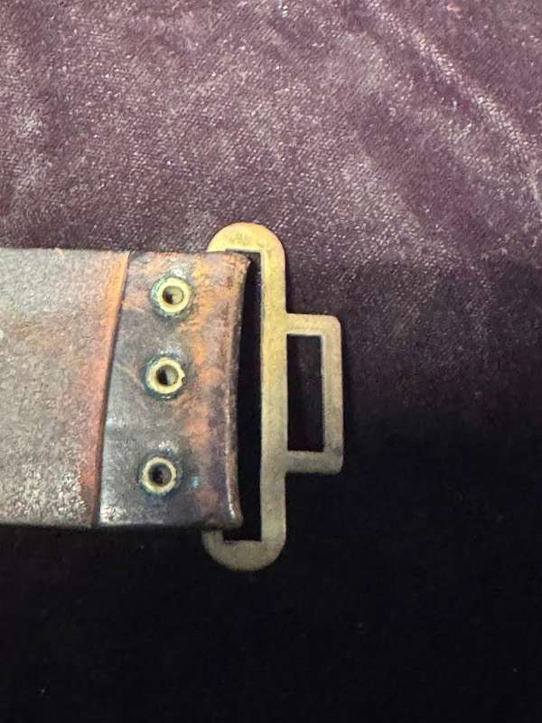 Spanish Military Vintage Brass Buckle and Belt