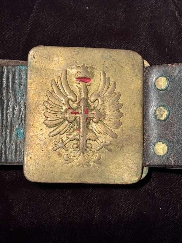 Spanish Military Vintage Brass Buckle and Belt