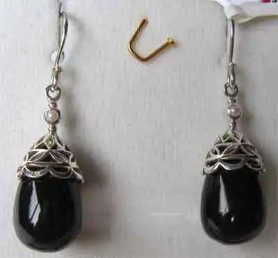 Sterling Silver Black Onyx and Pearls Earrings