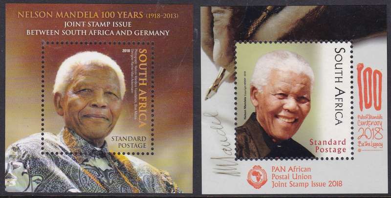RSA - MANDELA 100 YEARS, 2 X MINISHEETS - BOTH FINE U/M