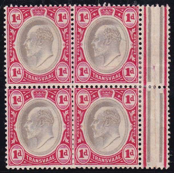 TRANSVAAL - 1904-1909 KING EDWARD THE 7TH, 1D BLOCK OF 4 (WMK MULTI CROWN CA), FINE U/M - CV:R1400