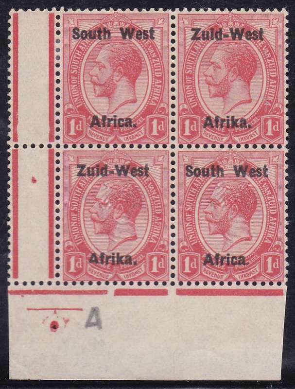SWA - KGV, 1D BLOCK OF 4 WITH GUTTER VARIETY: BROKEN A - FINE U/M