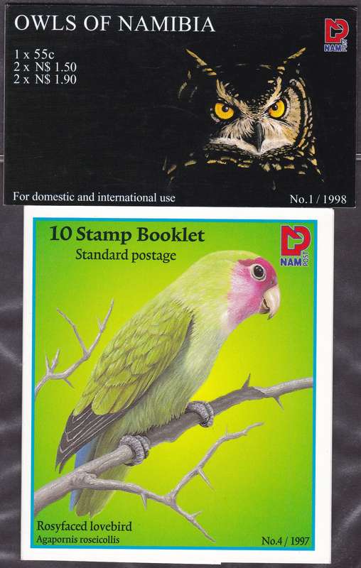 NAMIBIA - 2 X VERY NICE BOOKLETS, LOVE BIRDS + OWLS - FINE U/M
