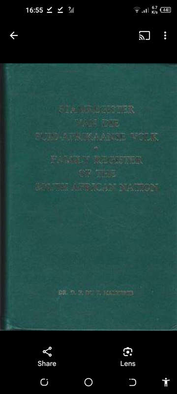STAMREGISTER VAN DIE SUID-AFRIKAANSE VOLK - FAMILY REGISTER OF THE SOUTH AFRICAN NATION.