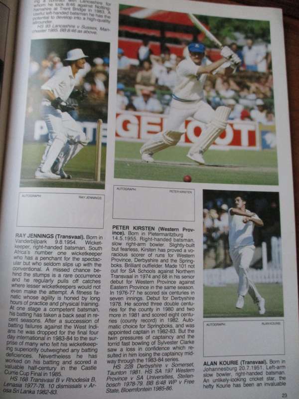 Aussies in South Africa  S.A. Tour 1985-7  Official Tour Brochure