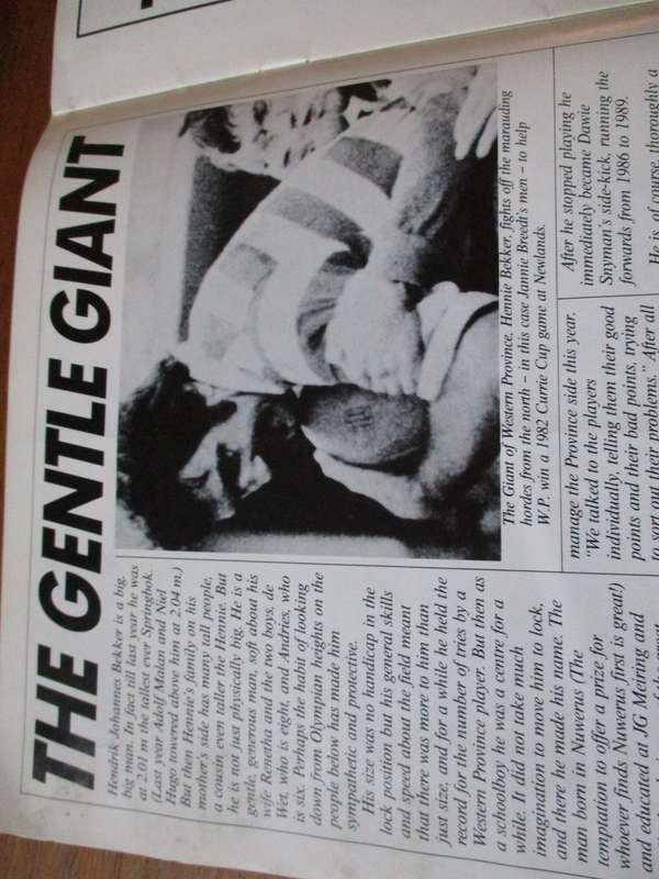 On the Ball  The Rugby Magazine of the Western Province Vol 1 No 1