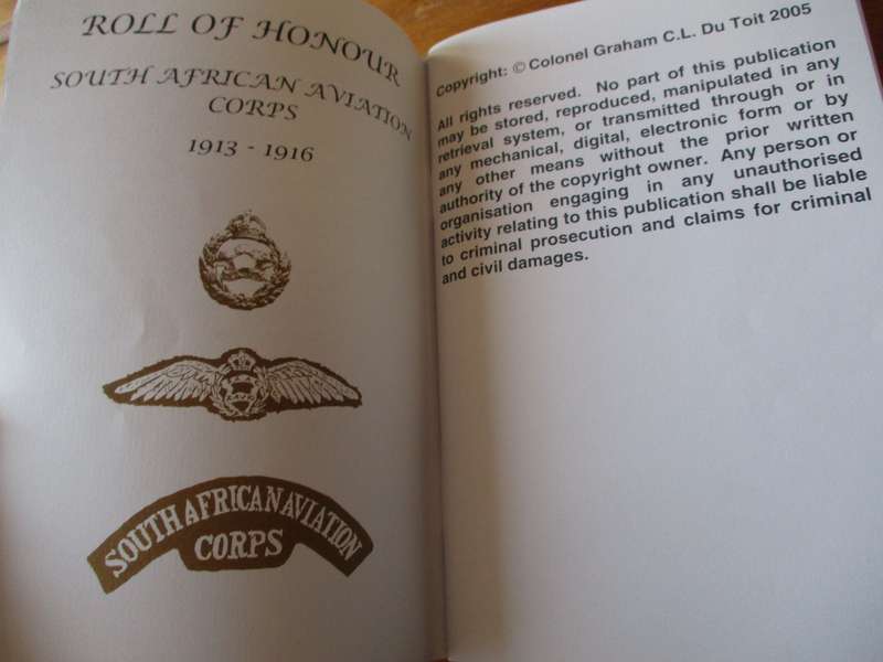 Roll of Honour South African Air Force 4th Edition  Ererol Suid Afrikaanse Lugmag 4de uitgawe