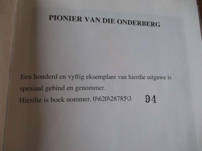 PIONIER VAN DIE ONDERBERG  Hans Bornman