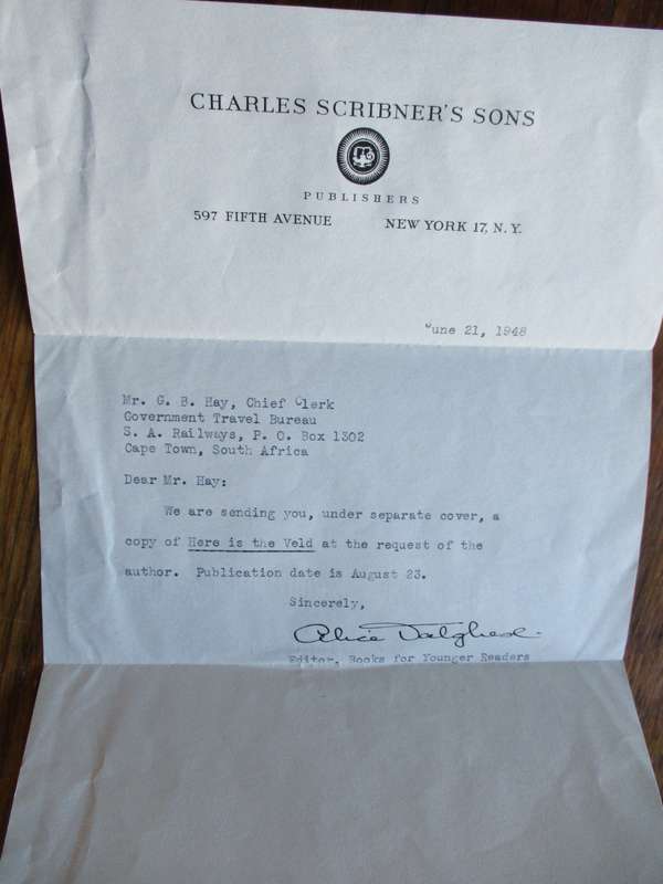 Here is the Veld - Attilio Gatti. Letter from Publisher included