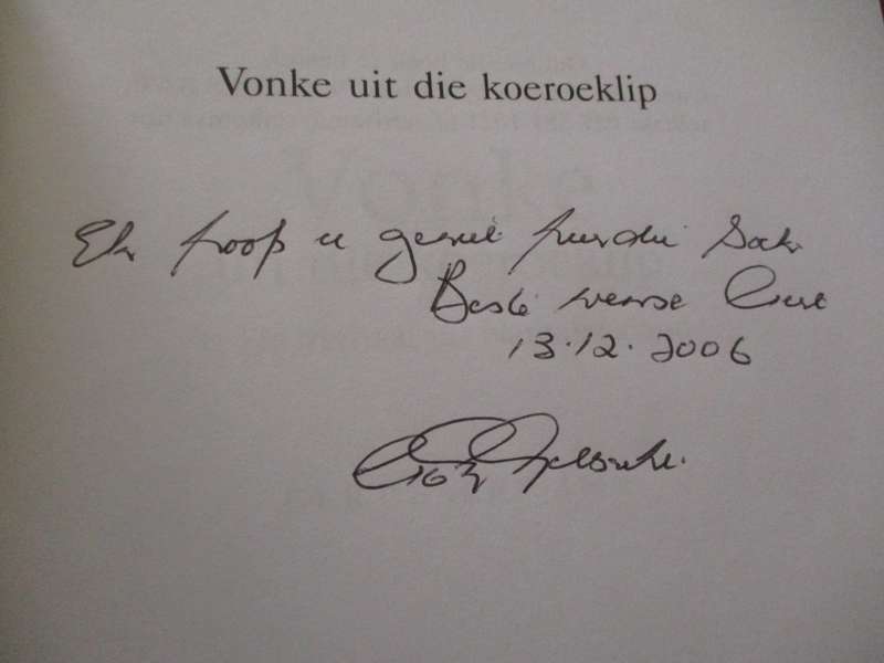 Geteken. Gert Sarrisam (2 boeke)  Vonke uit die koeroeklip en As murasies kon praat