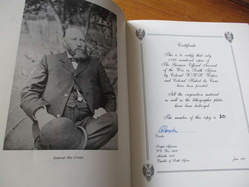 SIGNED. The German official account of the war in South Africa By Col. W.H.H. Walters and H Du Cane