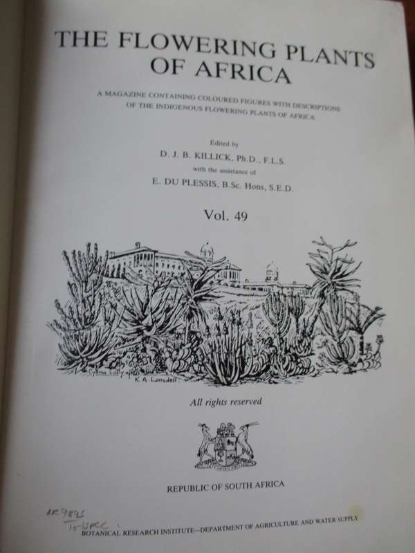 Flowering Plants of Africa Vol.49  D.J.B Killick and E. Du Plessis