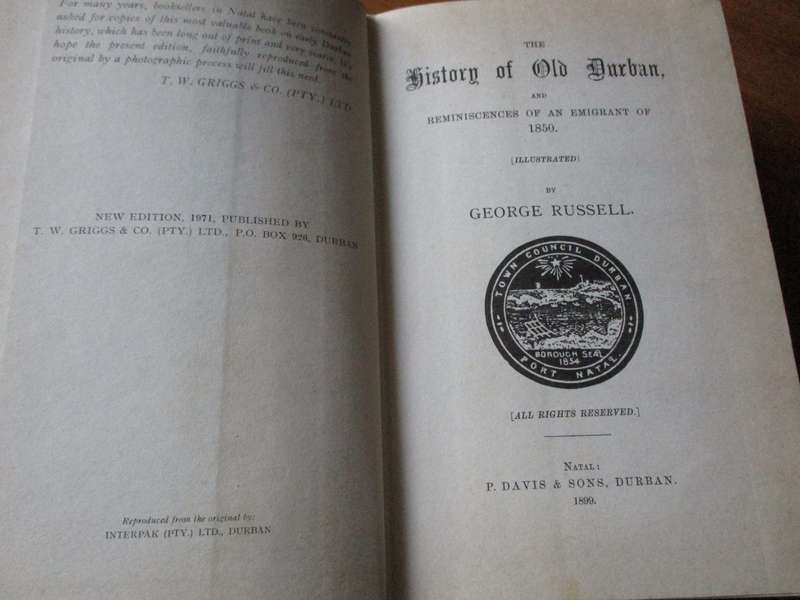 History of old Durban Reminiscence of an Emigrant of 1850 by George Russell