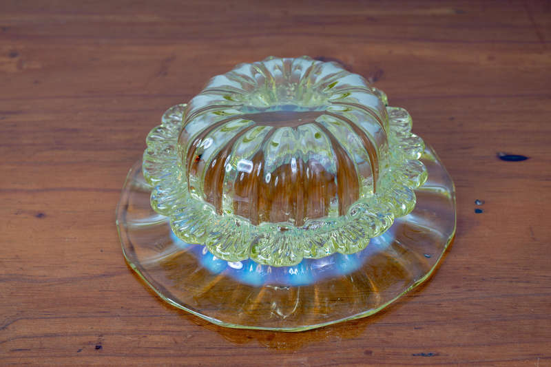 Small hand blown Uranium glass bowl
