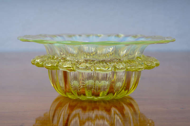 Small hand blown Uranium glass bowl