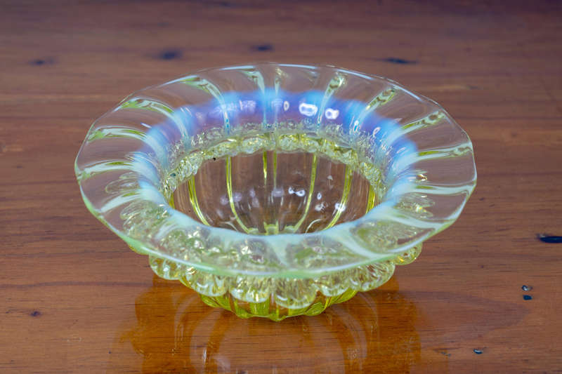 Small hand blown Uranium glass bowl