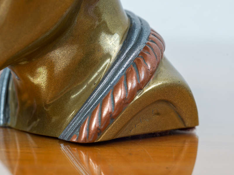Small signed Casper Darare bronze bust sculpture