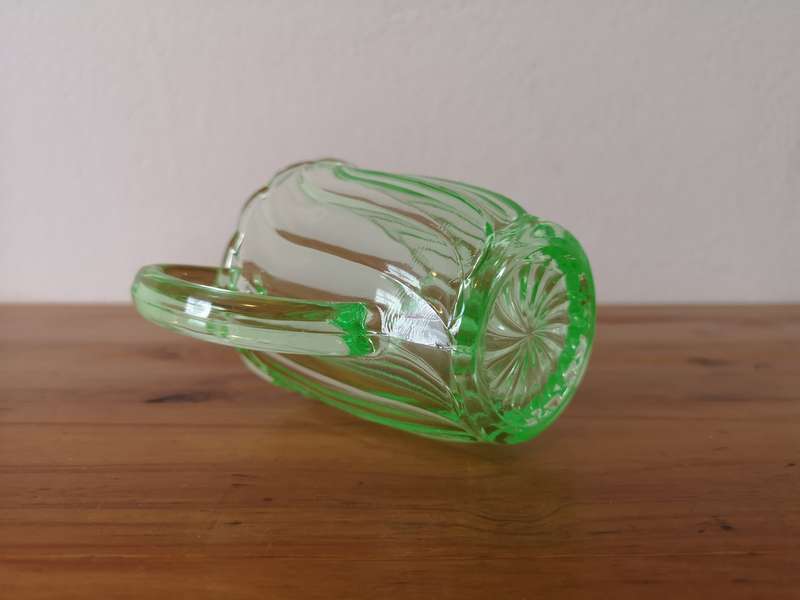 Two vintage art deco Uranium glass by Bagley