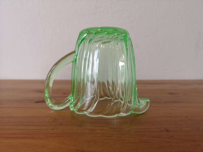 Two vintage art deco Uranium glass by Bagley