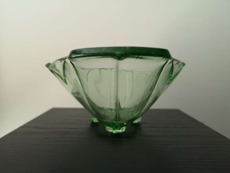 Vintage Sowerby green Uranium glass oval bowl