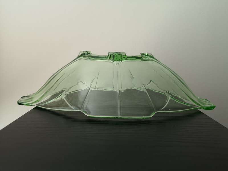 Vintage Sowerby green Uranium glass oval bowl