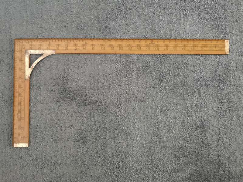 Large Vintage J. Rabone & Sons No. 1513 boxwood & brass proportionate waist measure tailors L square