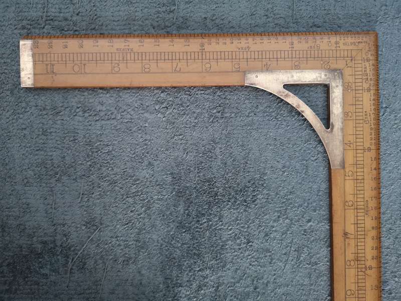 Large Vintage J. Rabone & Sons No. 1513 boxwood & brass proportionate waist measure tailors L square