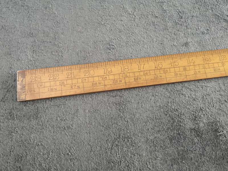 Large Vintage J. Rabone & Sons No. 1513 boxwood & brass proportionate waist measure tailors L square