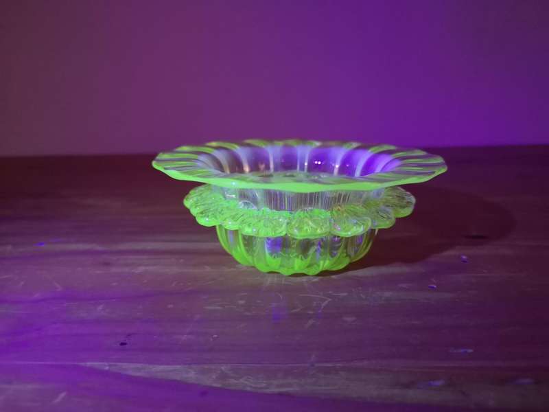 Small hand blown Uranium glass bowl
