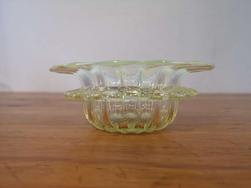 Small hand blown Uranium glass bowl