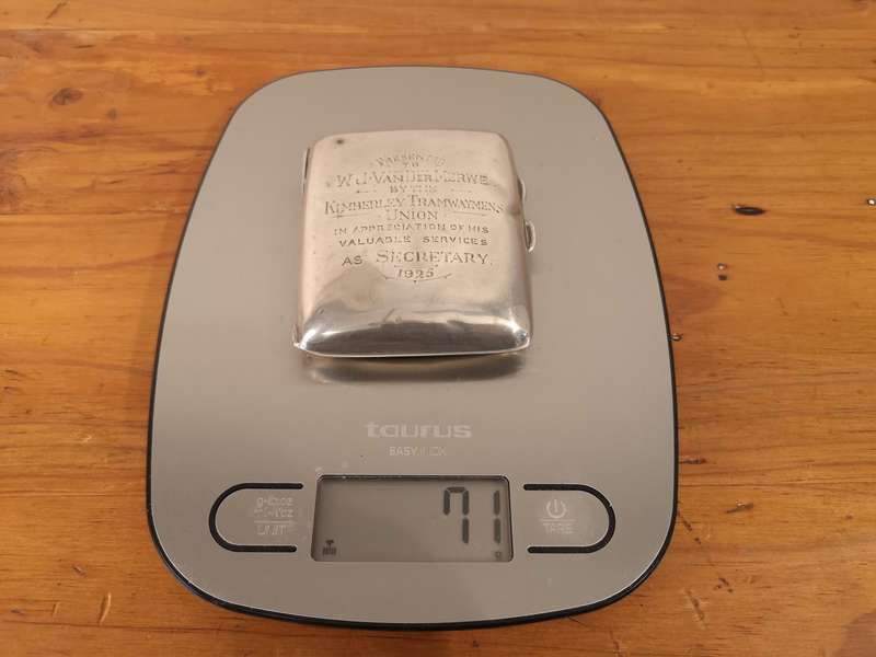 Sterling silver cigarette case **Kimberley Tramwaymens Union 1925**
