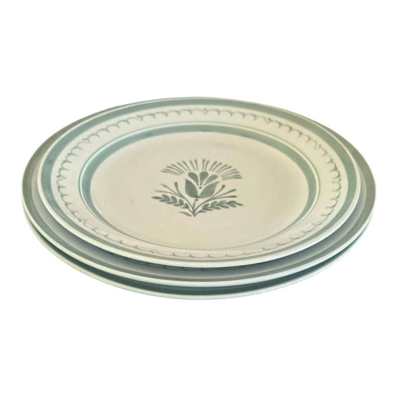 3 Arabia green thistle plates