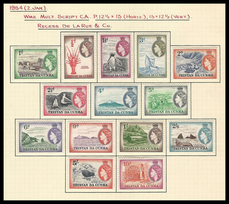 Tristan da Cunha.  The first 3 QEII sets - 3 scans.  Cat.value R5 700-00.
