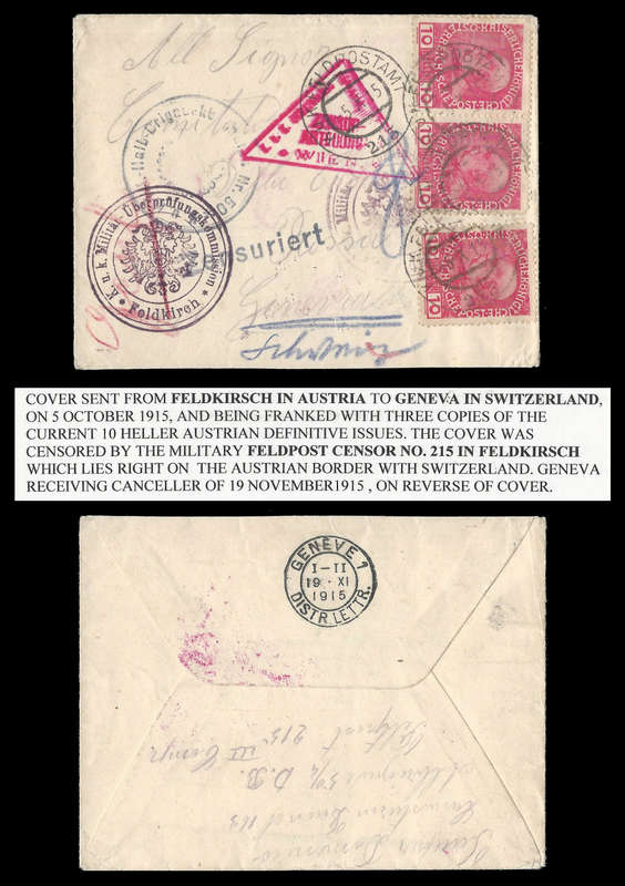 Austria.  World War I Censored Feldpost Cover as per scan.