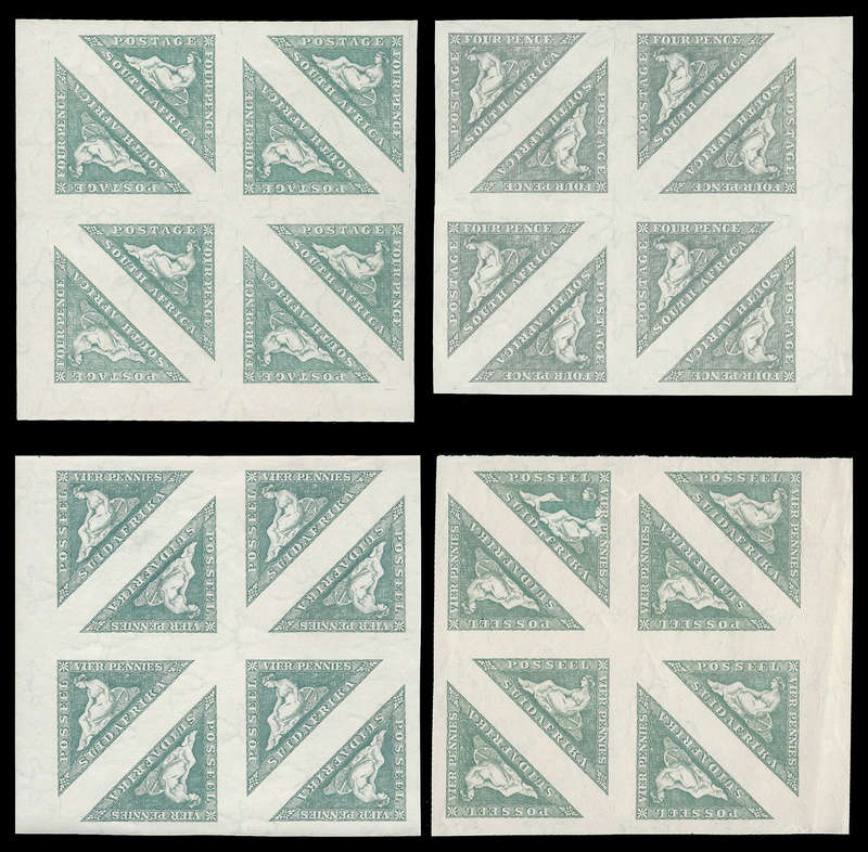 South Africa.  4 Blocks of 8.  Very fine unmounted mint.  Cat.value R1 280-00.