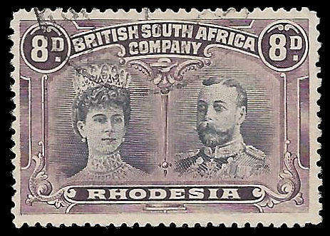 B.S.A.C. 8d Double Head. Perf 13½.  Cat.value R4 000-00.