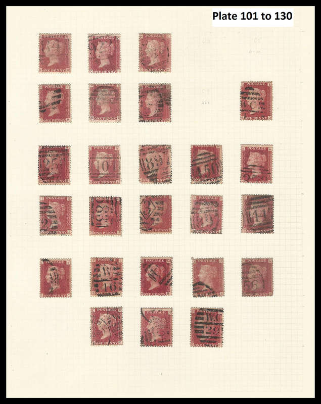Great Britain.  126 Different Penny Reds as per 5 scans.