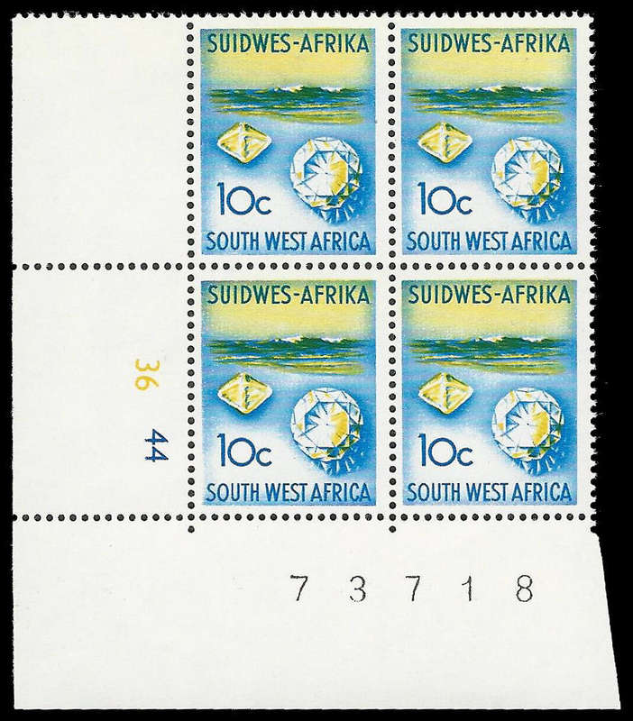 South West Africa. Swiss Paper control block. Cat.value R3 500-00. UM.