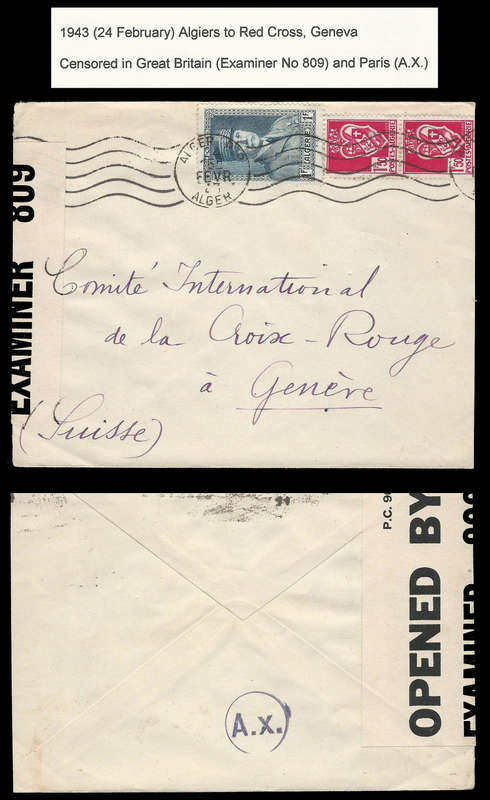 Algeria.  WW II Censored cover to Red Cross Society, Genève.