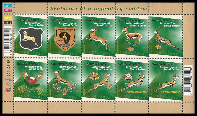 Republic of South Africa. 2011 Rugby Emblems.  Cat.value R600-00. UM.