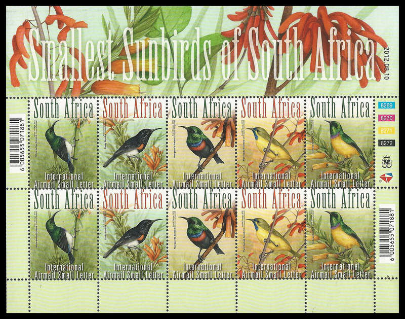 Republic of South Africa. 2012 Sunbirds.  Cat.value R700-00. UM.