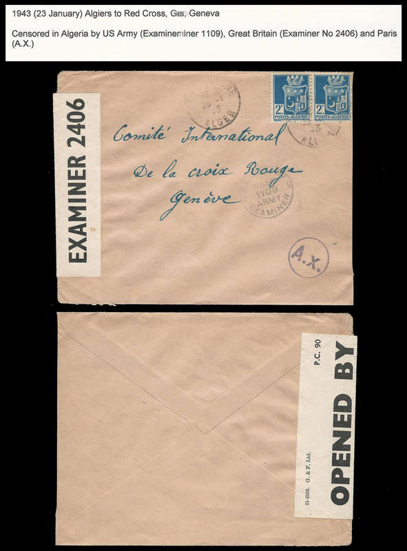Algeria.  WW II Censored cover to Red Cross Society, Genève.