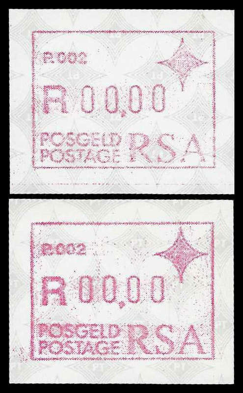 Republic of South Africa.  FRAMA Trial Printing with Inverted Security Markings.  UM.